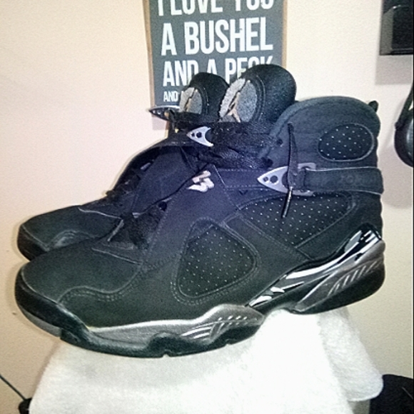 Jordan retro 8s size 10.5 black and chrome - Picture 1 of 2